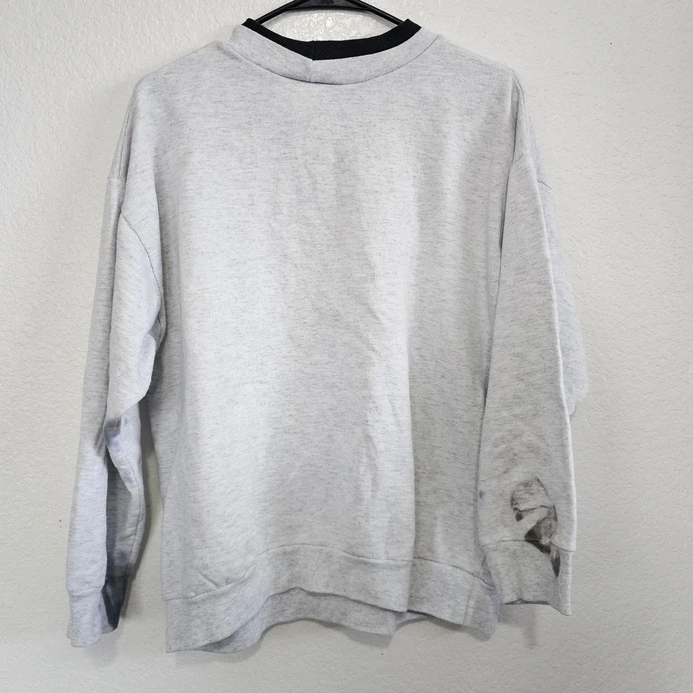 Vintage NutCracker Chickadee Bird Winter Scene Sweatshirt Gray Large Made in USA - Picture 4 of 4